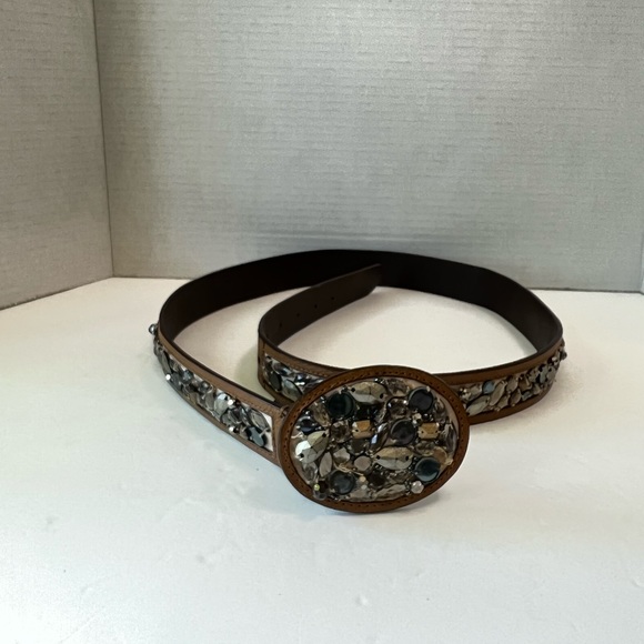 Jewel Embellished Belt silver pewter jewel tone man made material 43” - Picture 12 of 12